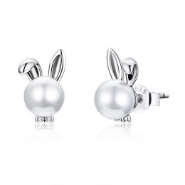 Cercei argint Cute Pearl Bunny